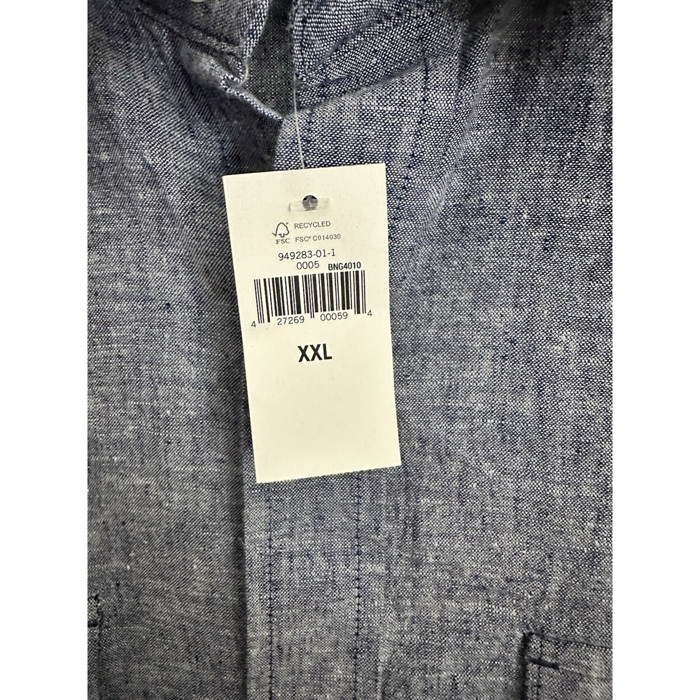 Banana Republic Mens XXL Linen Blend Chambray Short Sleeve Button Shirt Blue NWT - Picture 4 of 5